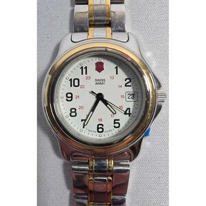 Swiss Army Womens Watch 30mm Two Tone Stainless Date New Battery 6.25"